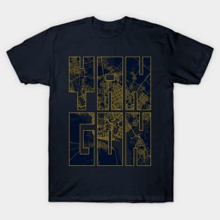 Yangon, Myanmar City Map Typography - Gold Art Deco T-Shirt